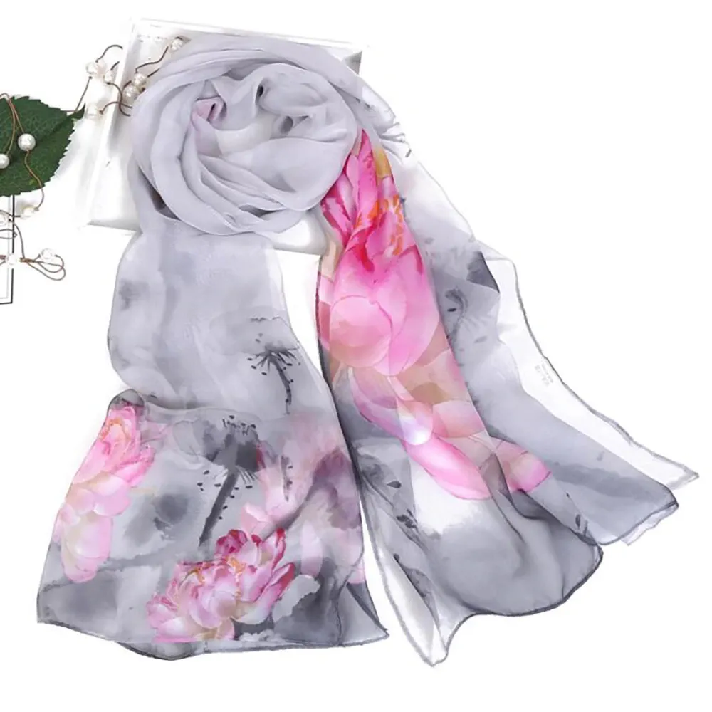 Women's Winter Chiffon Scarf With Print