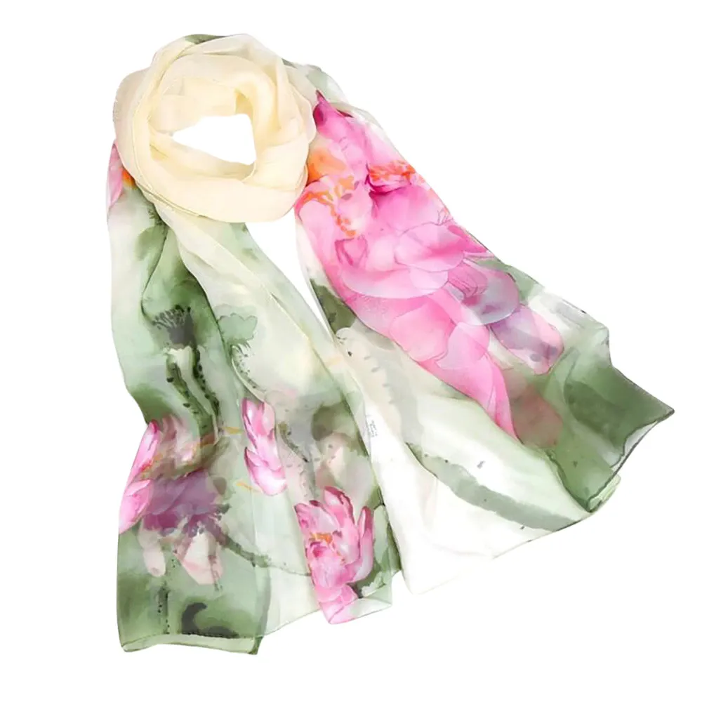 Women's Winter Chiffon Scarf With Print