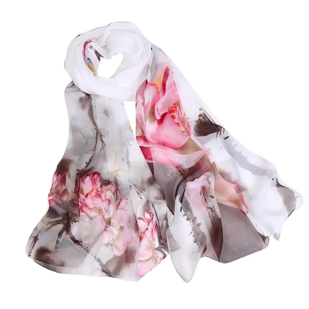 Women's Winter Chiffon Scarf With Print