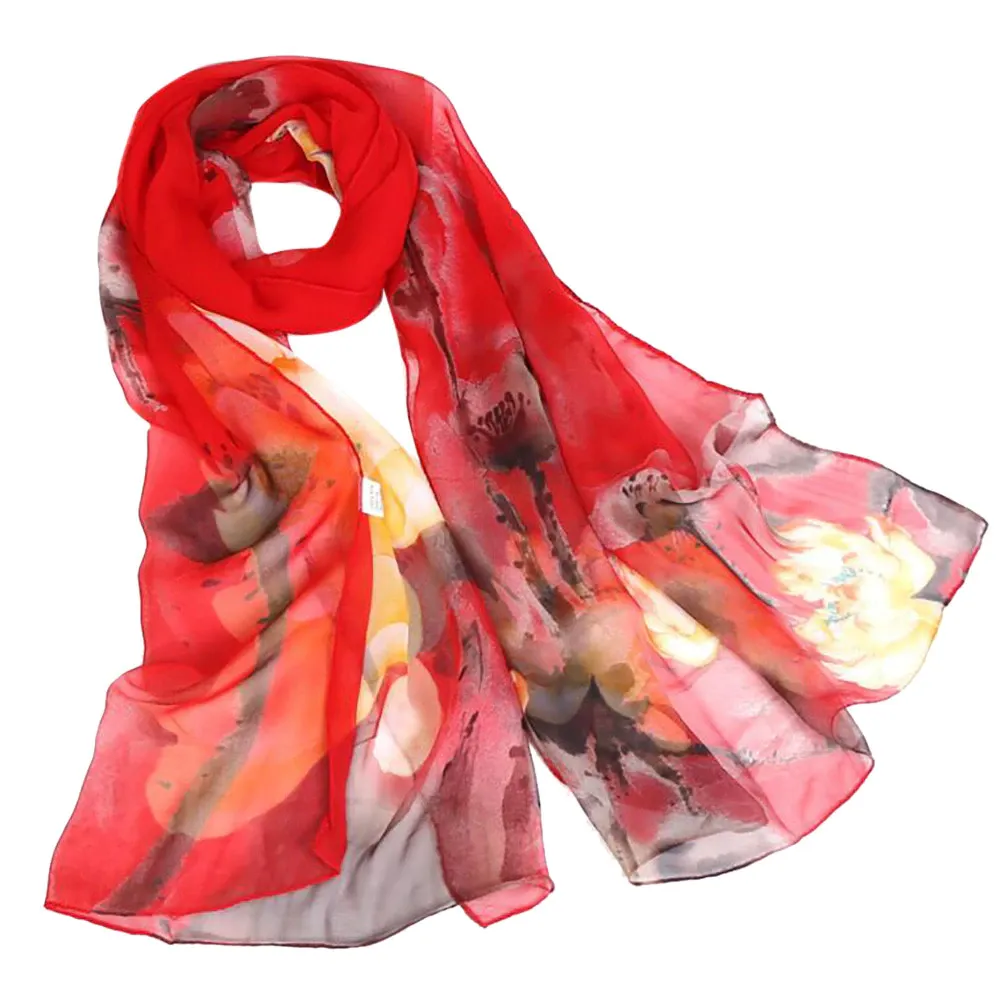 Women's Winter Chiffon Scarf With Print
