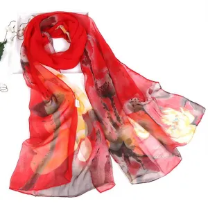 Women's Winter Chiffon Scarf With Print