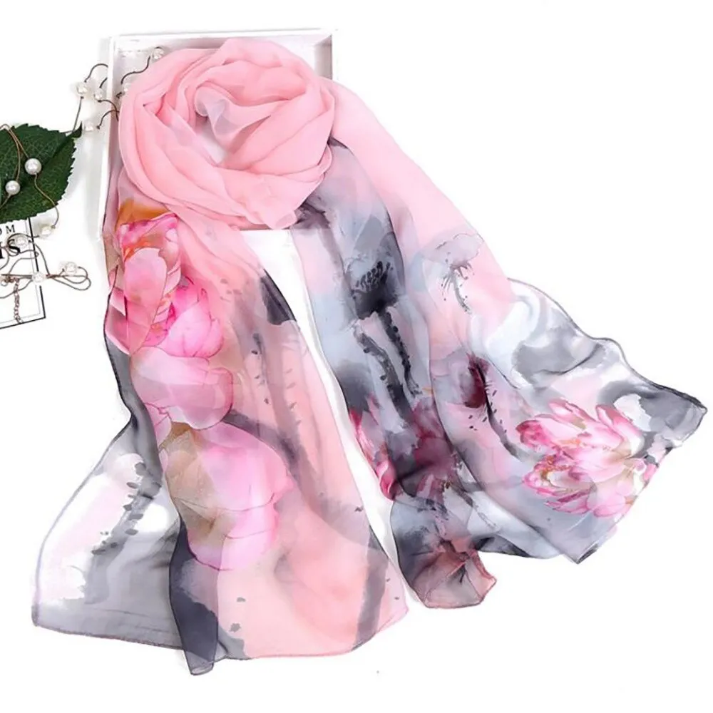 Women's Winter Chiffon Scarf With Print