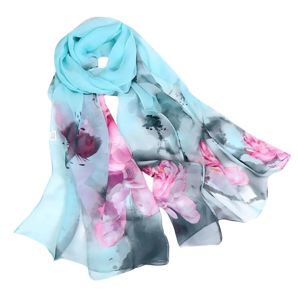 Women's Winter Chiffon Scarf With Print