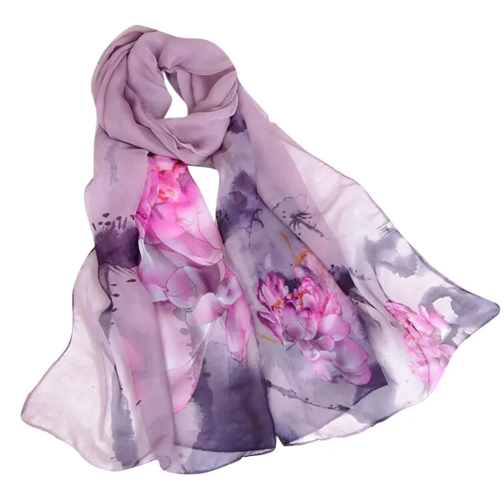 Women's Winter Chiffon Scarf With Print