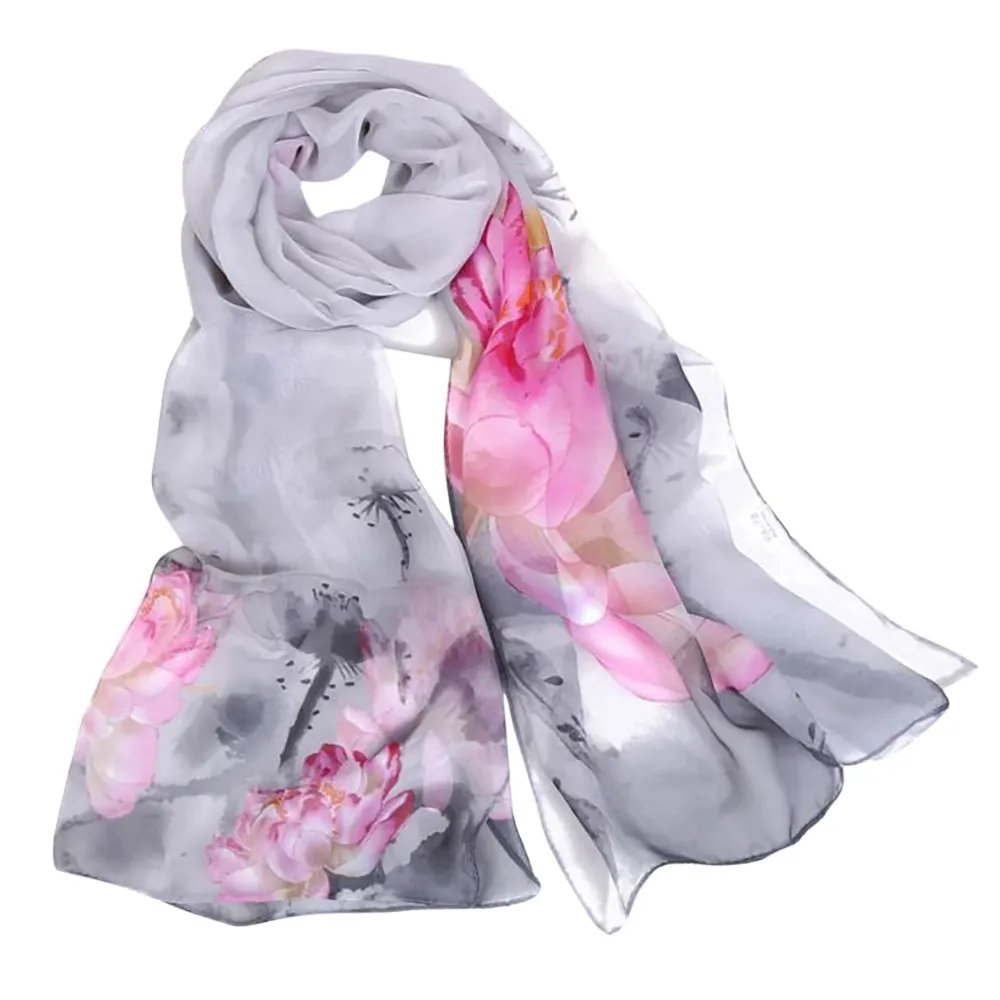 Women's Winter Chiffon Scarf With Print