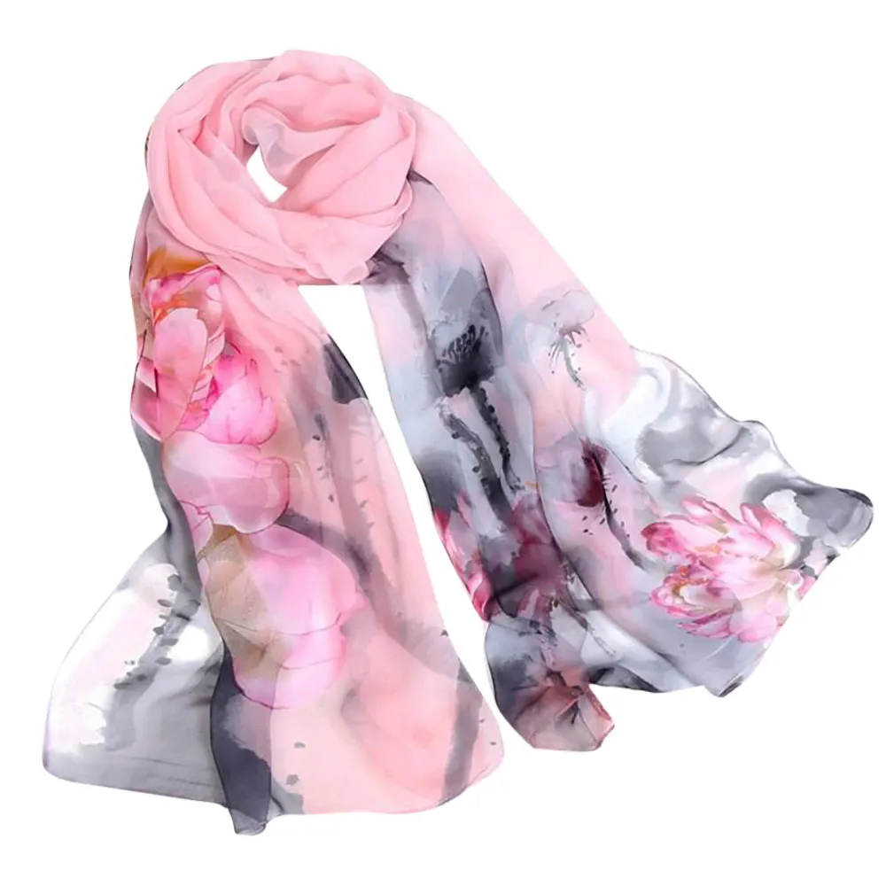 Women's Winter Chiffon Scarf With Print