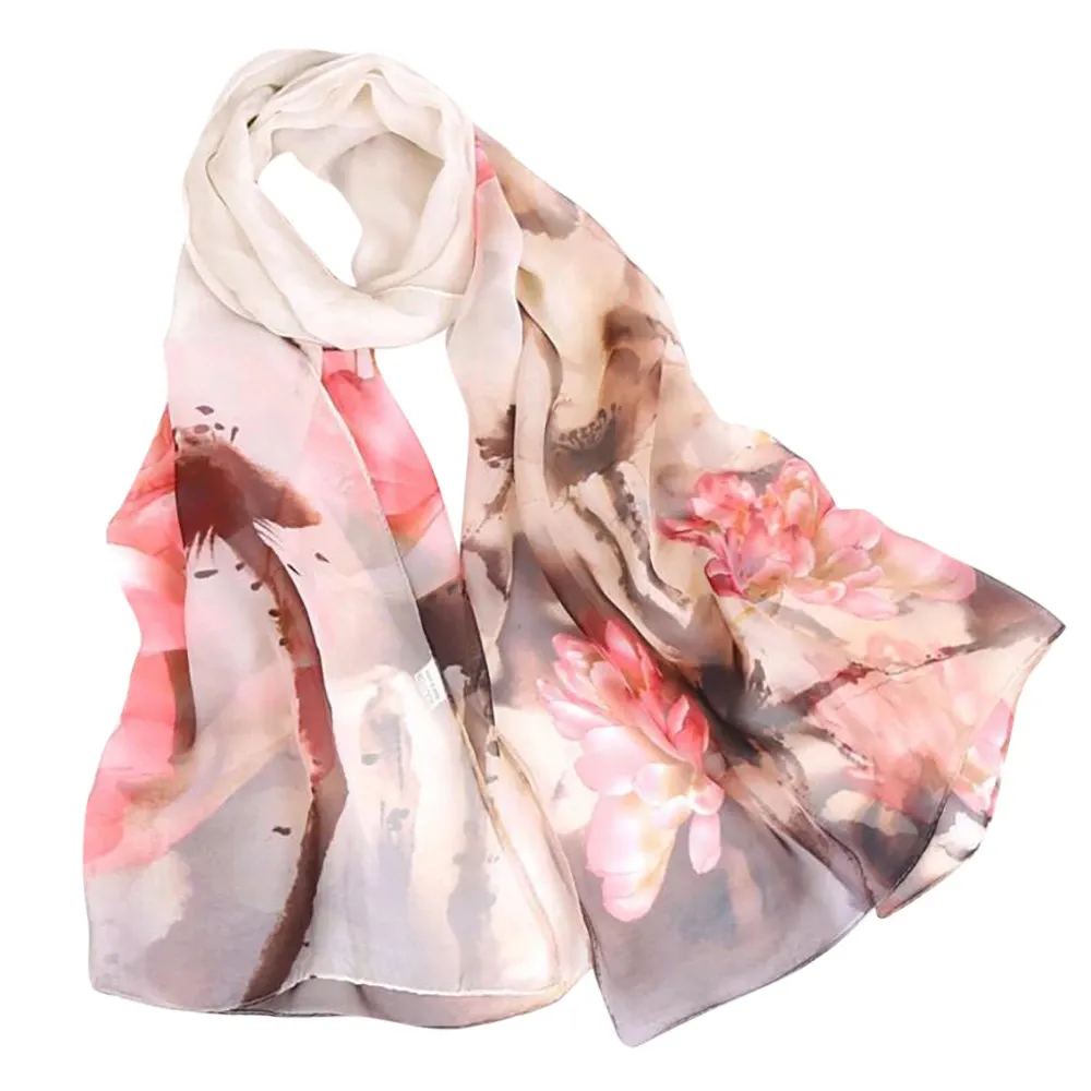 Women's Winter Chiffon Scarf With Print