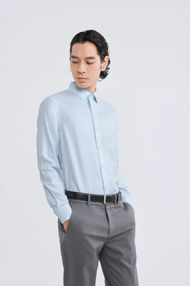 Wrinkle-Free Dobby Twill Dress Shirt  | Pale Blue Semi Plain 27585N