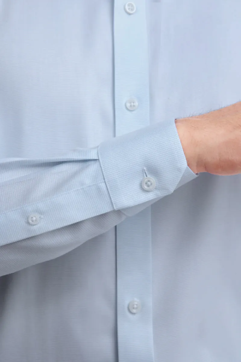 Wrinkle-Free Dobby Twill Dress Shirt  | Pale Blue Semi Plain 27585N