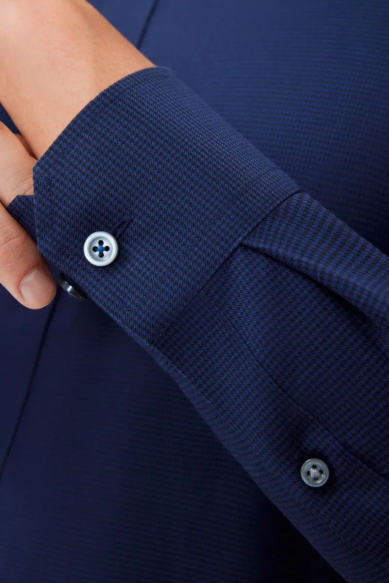 Wrinkle-Free Twill Dress Shirt  | Navy Check 10520N