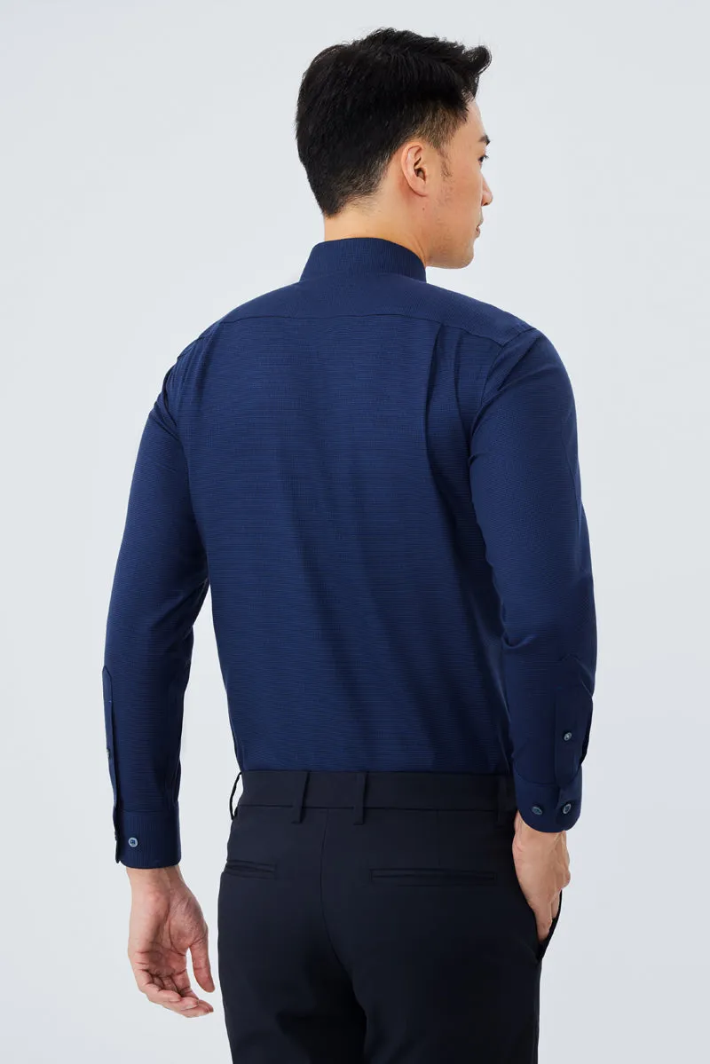 Wrinkle-Free Twill Dress Shirt  | Navy Check 10520N