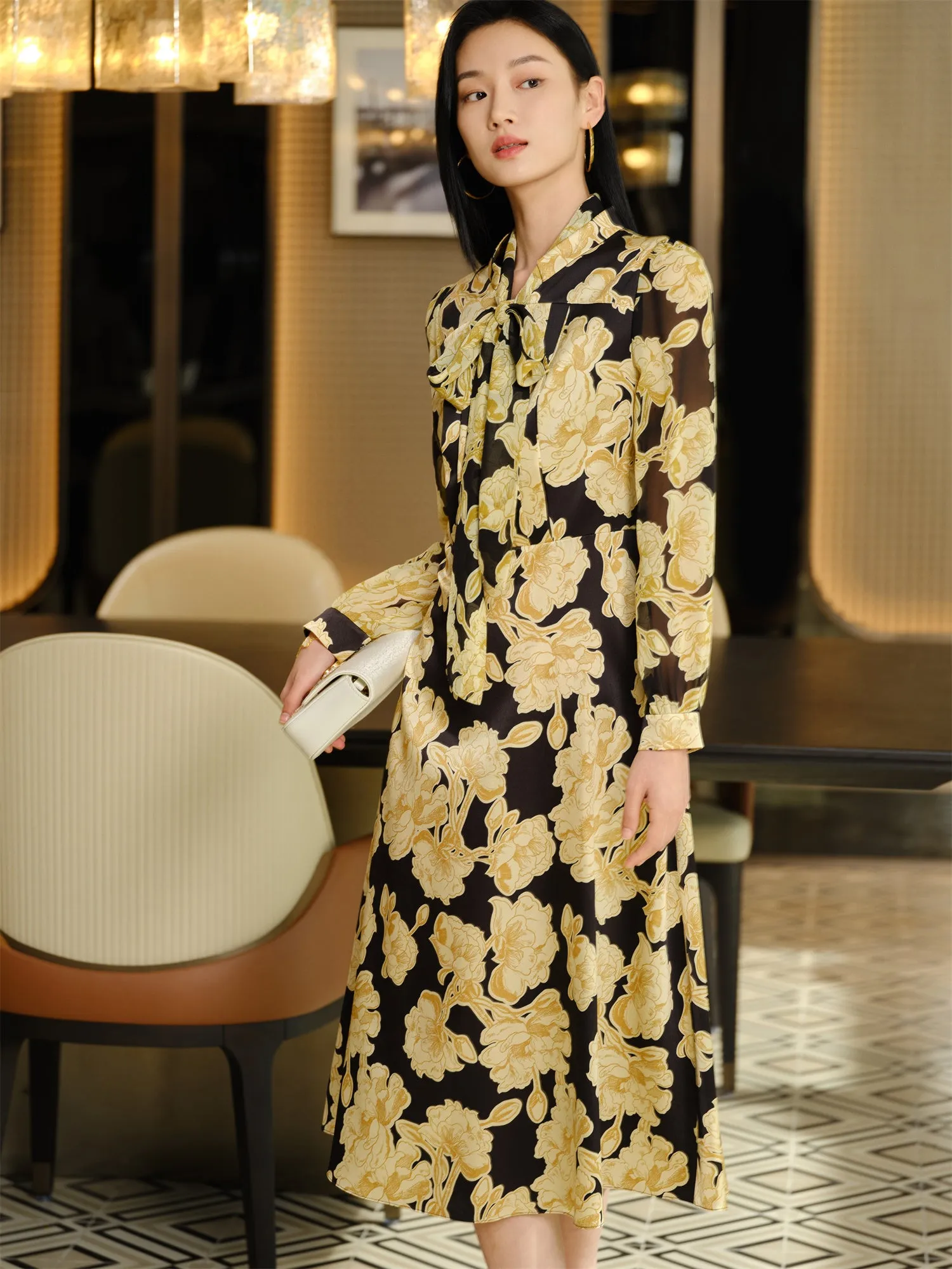 YAYING Printed Mulberry Silk Dress