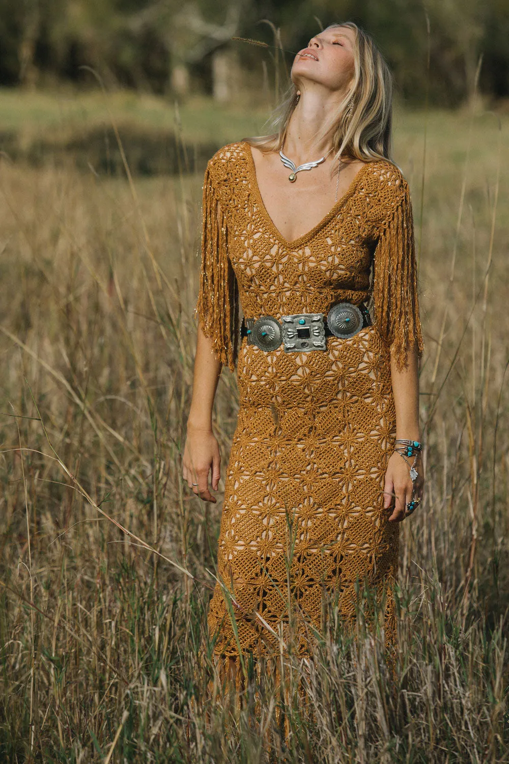 You Ain’t Seen Nothing Yet Fringe   Crochet Maxi Dress