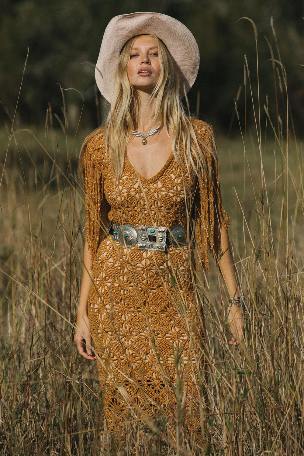 You Ain’t Seen Nothing Yet Fringe   Crochet Maxi Dress