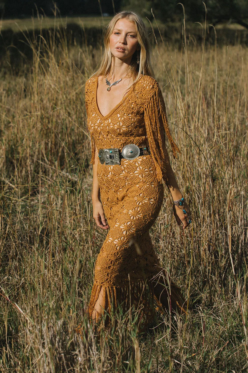 You Ain’t Seen Nothing Yet Fringe   Crochet Maxi Dress