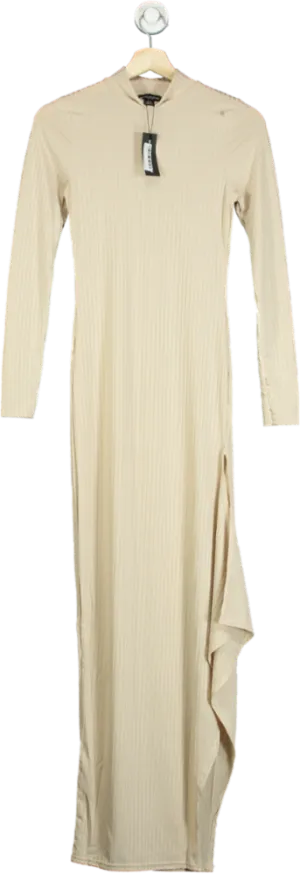 Zara Beige Ribbed Maxi Dress UK M