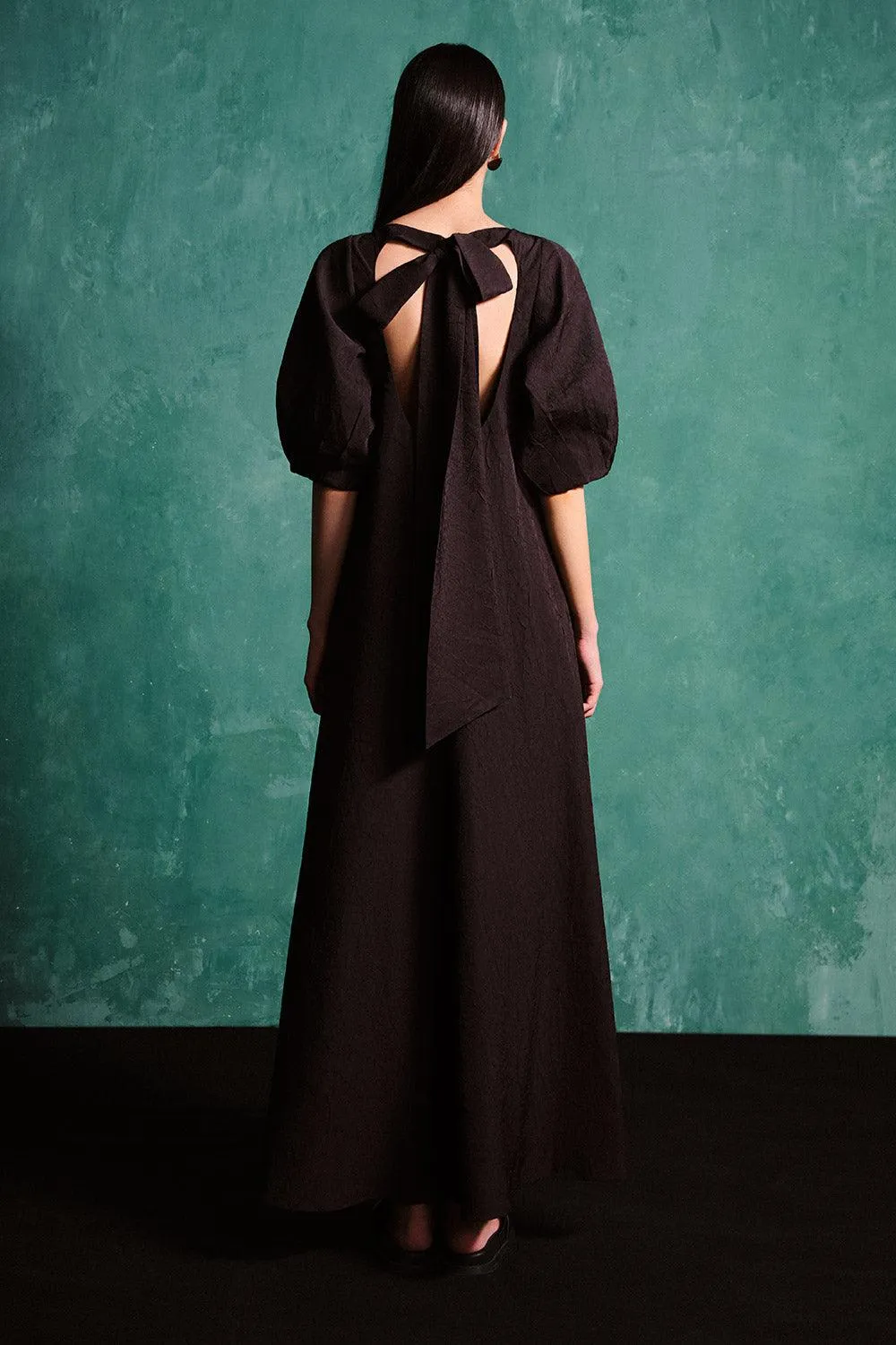 Zayla Tent Puffy Sleeved Foam Floor Length Dress