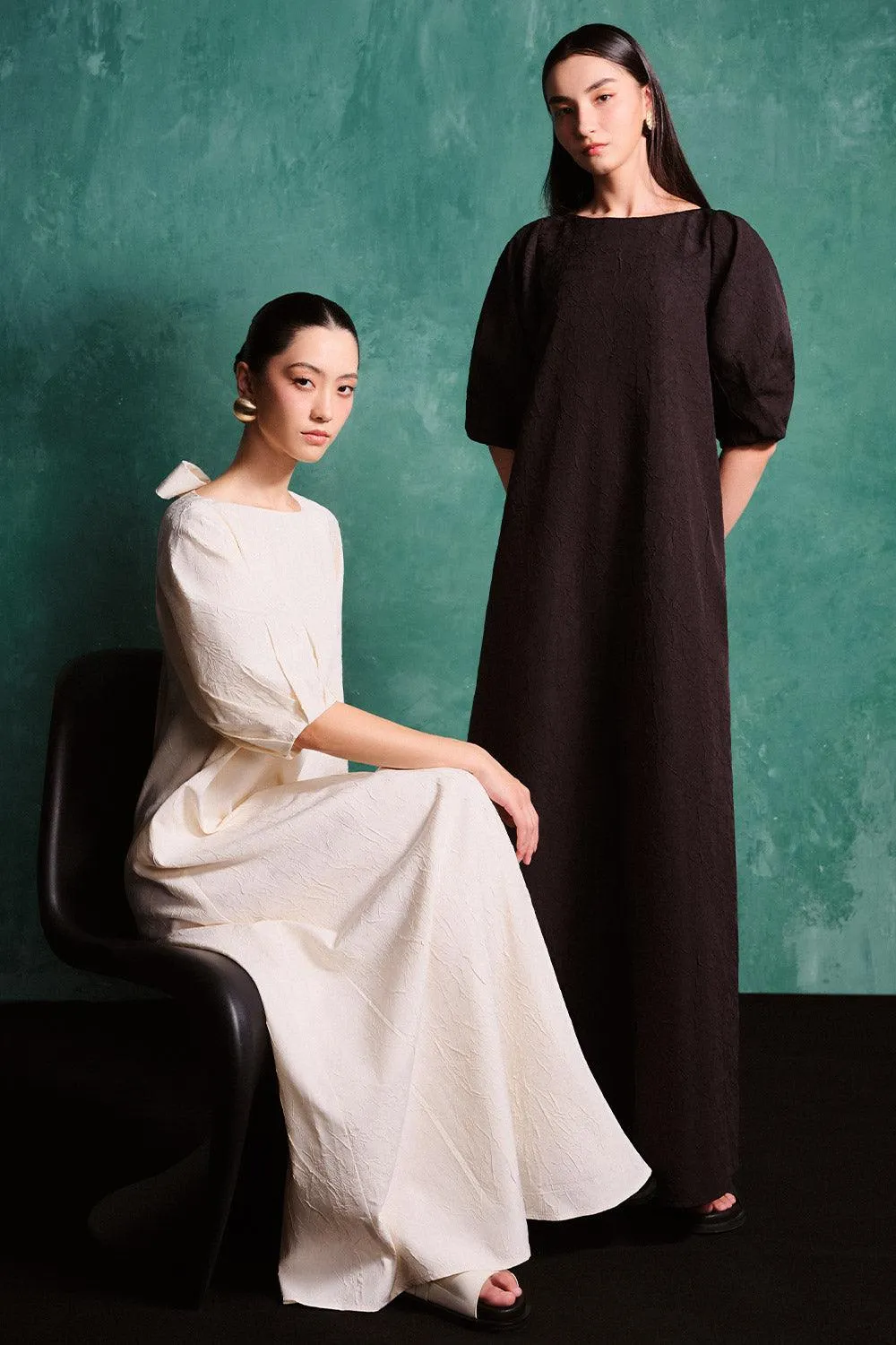 Zayla Tent Puffy Sleeved Foam Floor Length Dress