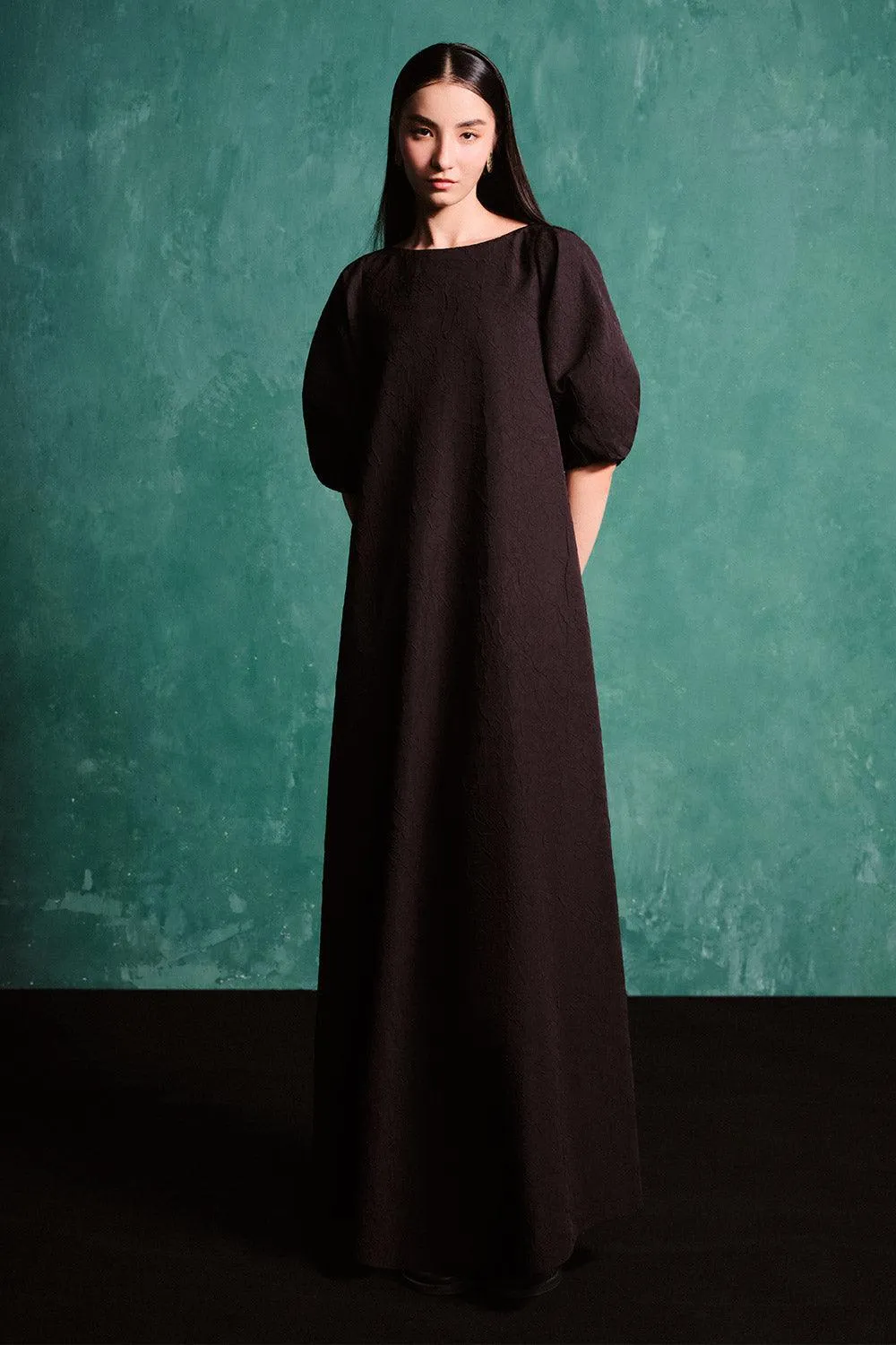 Zayla Tent Puffy Sleeved Foam Floor Length Dress