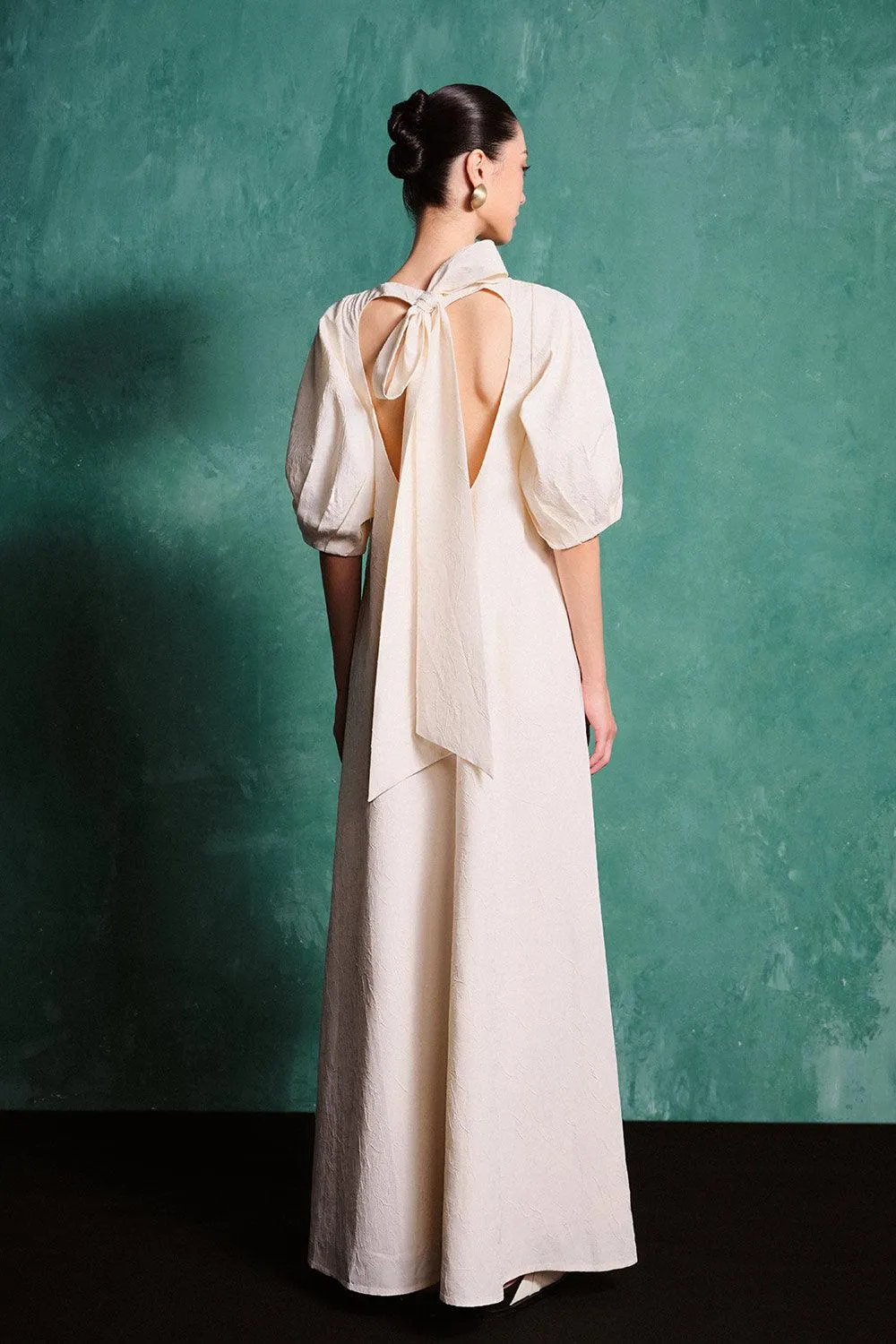 Zayla Tent Puffy Sleeved Foam Floor Length Dress