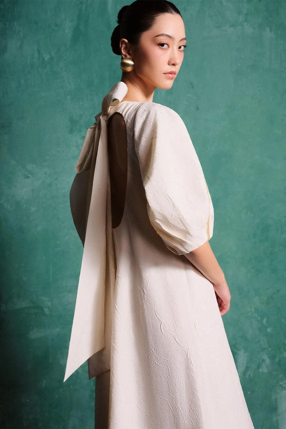 Zayla Tent Puffy Sleeved Foam Floor Length Dress